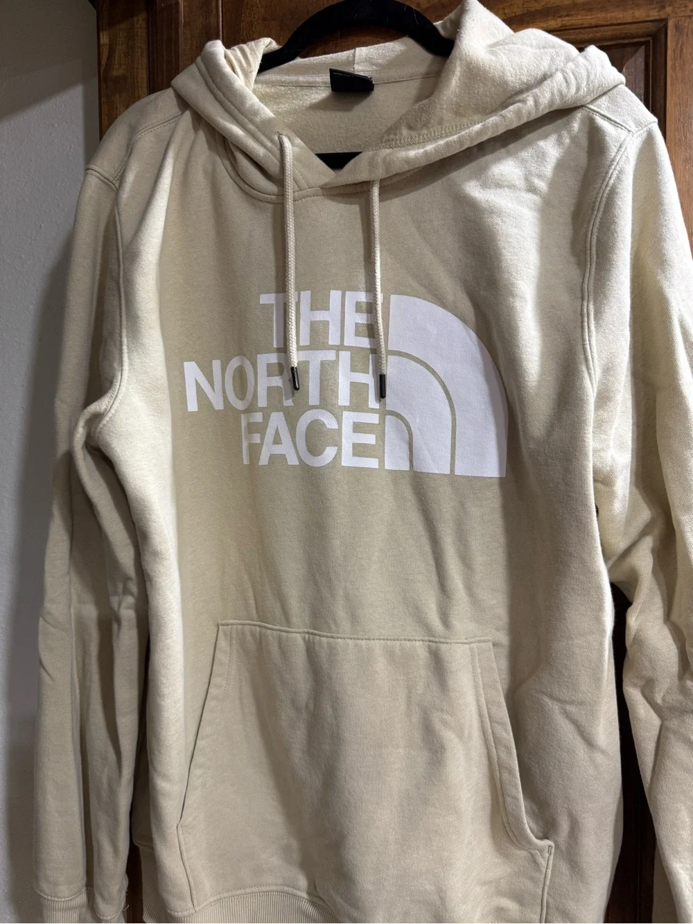 The North Face Men’s Cream Crewneck Hoodie with White Logo